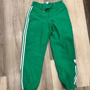 Adidas Green Sweatpants with Signature Stripes